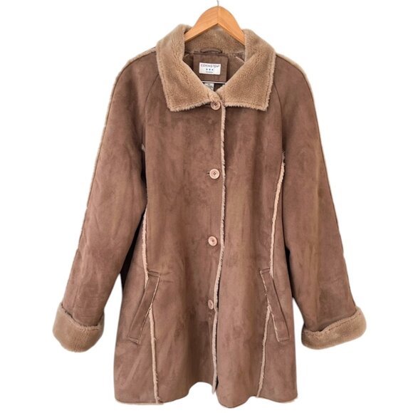 Covington Jackets & Blazers - Covington Womens Faux Fur Collar Cuffs Lining Winter Coat Jacket Brown Size 16